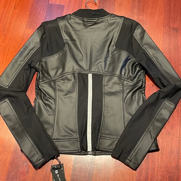 New, Blanc Noir Black Vegan Leather Jacket with Mesh Details. - Picture 4 of 4